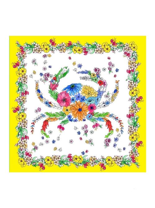 Foulard in twill con granchio floreale Laboratorio Capri | FOULARDGRANCHIOGIALLO